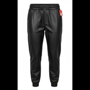 SPANX Faux Leather Jogger Pants | Black | Pull-On Stretch
